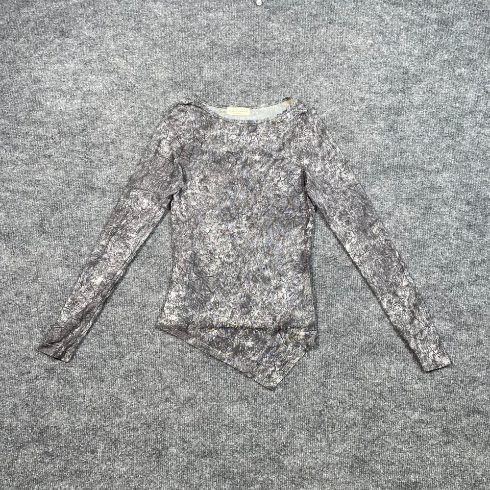 Frankee & Skylarr‎ Womens Grey Mesh Asymmetrical Long Sleeve Top XS Coverup